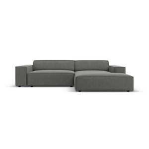 Coltar modular dreapta 3 locuri, Jodie, Micadoni Home, BL, 224x166x70 cm, catifea, gri deschis imagine