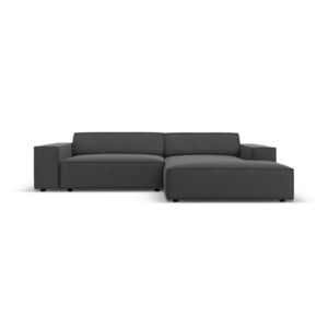 Coltar modular dreapta 3 locuri, Jodie, Micadoni Home, BL, 224x166x70 cm, catifea, gri imagine