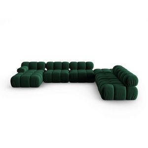 Coltar panoramic dreapta 7 locuri design modular, Bellis, Micadoni Home, BL, 379x282x63 cm, catifea, verde bottle imagine