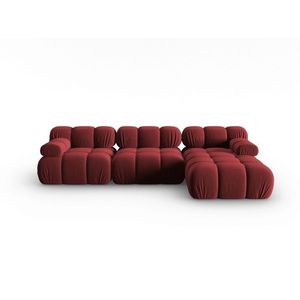 Coltar modular dreapta 4 locuri, Bellis, Micadoni Home, BL, 285x157x63 cm, catifea, rosu inchis imagine