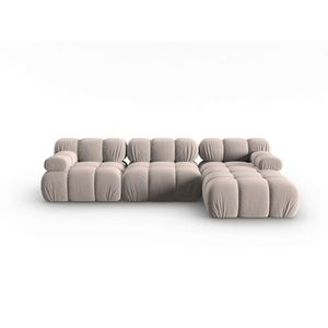 Coltar modular dreapta 4 locuri, Bellis, Micadoni Home, BL, 285x157x63 cm, catifea, bej imagine