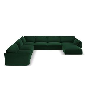 Coltar panoramic stanga 8 locuri, Kaelle, Micadoni Home, BL, 384x284x85 cm, catifea, verde bottle imagine