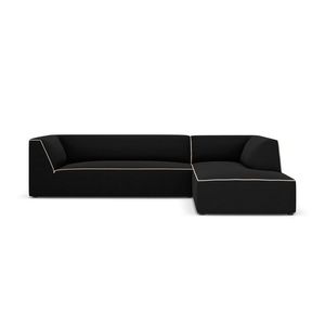 Coltar dreapta 4 locuri, Ruby, Micadoni Home, BL, 273x180x69 cm, tesatura chenille, negru/bej imagine