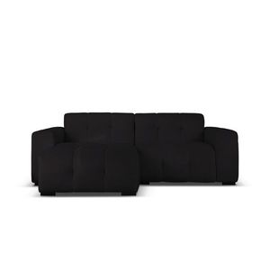 Coltar stanga 4 locuri, Kendal, Micadoni Home, BL, 256x173x79 cm, catifea, negru imagine