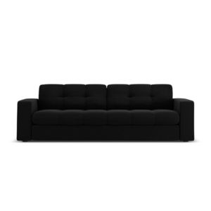 Canapea 3 locuri, Justin, Micadoni Home, BL, 202x90x72 cm, catifea, negru imagine