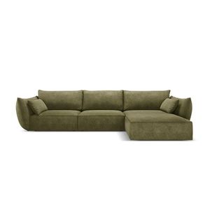 Coltar dreapta 4 locuri, Kaelle, Micadoni Home, BL, 308x171x85 cm, poliester chenille, verde imagine