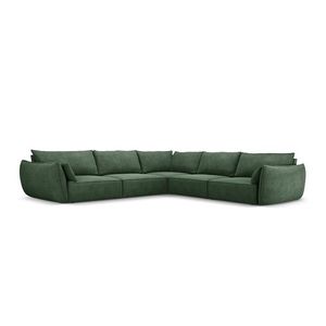 Coltar simetric 7 locuri, Kaelle, Micadoni Home, BL, 286x286x85 cm, poliester chenille, verde bottle imagine