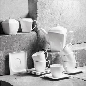 Set cafea 17 piese Monaco, Ambition, 6 persoane, 220 ml, portelan, alb imagine