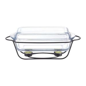 Chafing dish / Vas termorezistent cu incalzitor Saule, Ambition, 3.9 L, otel/sticla, negru/transparent imagine