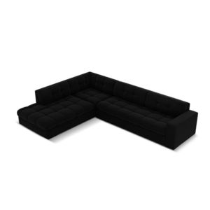 Coltar stanga 5 locuri, Justin, Micadoni Home, BL, 236x199x72 cm, catifea, negru imagine