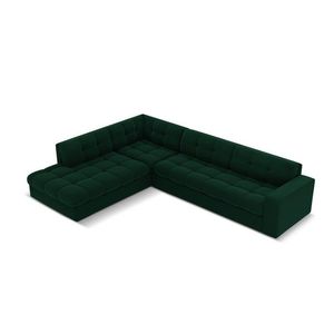 Coltar stanga 5 locuri, Justin, Micadoni Home, BL, 236x199x72 cm, catifea, verde bottle imagine