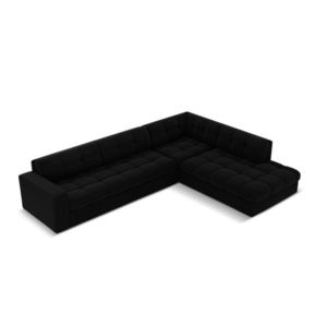 Coltar dreapta 5 locuri, Justin, Micadoni Home, BL, 236x199x72 cm, catifea, negru imagine