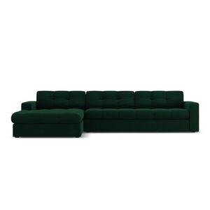 Coltar stanga 4 locuri, Justin, Micadoni Home, BL, 236x160x72 cm, catifea, verde bottle imagine