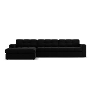 Coltar stanga 4 locuri, Justin, Micadoni Home, BL, 236x160x72 cm, catifea, negru imagine