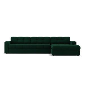 Coltar dreapta 4 locuri, Justin, Micadoni Home, BL, 236x160x72 cm, catifea, verde bottle imagine