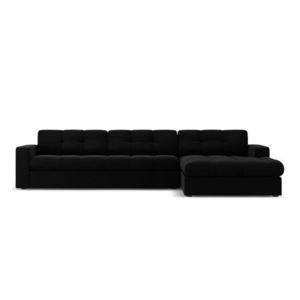 Coltar dreapta 4 locuri, Justin, Micadoni Home, BL, 236x160x72 cm, catifea, negru imagine