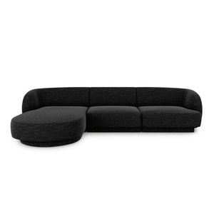 Coltar stanga 4 locuri, Miley, Micadoni Home, BL, 259x155x74 cm, poliester chenille, negru imagine