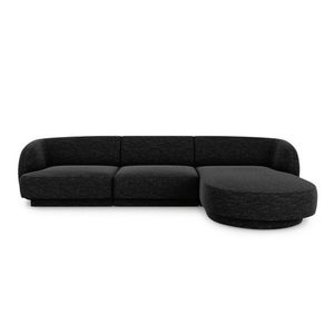 Coltar dreapta 4 locuri, Miley, Micadoni Home, BL, 259x155x74 cm, poliester chenille, negru imagine