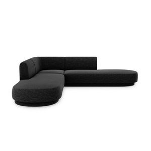 Coltar simetric 5 locuri, Miley, Micadoni Home, BL, 248x248x74 cm, poliester chenille, negru imagine