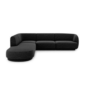 Coltar stanga 6 locuri, Miley, Micadoni Home, BL, forma rotunjita, 258x248x74 cm, poliester chenille, negru imagine