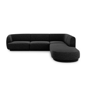 Coltar dreapta 6 locuri, Miley, Micadoni Home, BL, forma rotunjita, 258x248x74 cm, poliester chenille, negru imagine