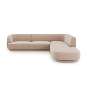 Coltar dreapta 6 locuri, Miley, Micadoni Home, BL, forma rotunjita, 258x248x74 cm, catifea, cappuccino imagine