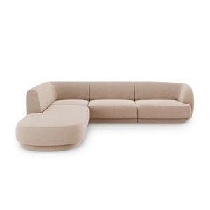 Coltar stanga 6 locuri, Miley, Micadoni Home, BL, forma rotunjita, 258x248x74 cm, catifea, cappuccino imagine