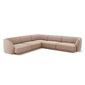 Coltar simetric 5 locuri, Miley, Micadoni Home, BL, 252x252x74 cm, catifea, cappuccino imagine