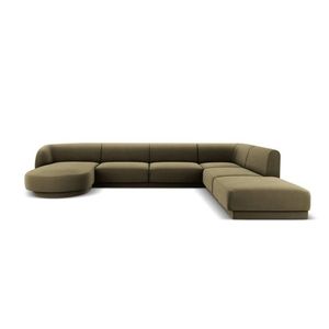 Coltar panoramic dreapta 6 locuri, Miley, Micadoni Home, BL, 327x245x74 cm, catifea, verde imagine