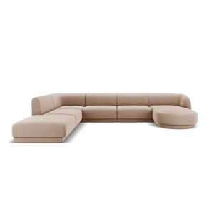 Coltar panoramic stanga 6 locuri, Miley, Micadoni Home, BL, 327x245x74 cm, catifea, cappuccino imagine