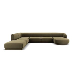 Coltar panoramic stanga 6 locuri, Miley, Micadoni Home, BL, 327x245x74 cm, catifea, verde imagine