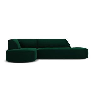 Coltar stanga 4 locuri, Ruby, Micadoni Home, BL, forma rotunjita, fara cotiera, 273x180x69 cm, catifea, verde bottle imagine