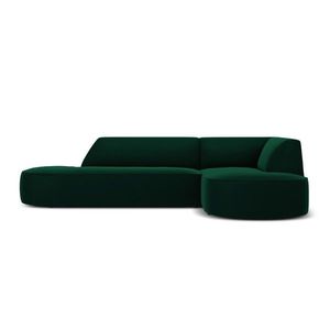 Coltar dreapta 4 locuri, Ruby, Micadoni Home, BL, forma rotunjita, fara cotiera, 273x180x69 cm, catifea, verde bottle imagine