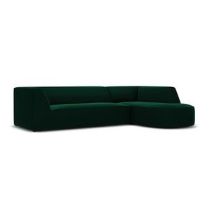 Coltar dreapta 4 locuri, Ruby, Micadoni Home, BL, forma rotunjita, 273x180x69 cm, catifea, verde bottle imagine