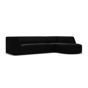 Coltar dreapta 4 locuri, Ruby, Micadoni Home, BL, forma rotunjita, 273x180x69 cm, catifea, negru imagine