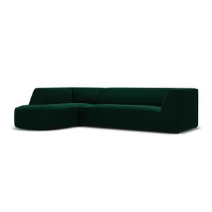 Coltar stanga 4 locuri, Ruby, Micadoni Home, BL, forma rotunjita, 273x180x69 cm, catifea, verde bottle imagine