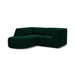 Coltar stanga 3 locuri, Ruby, Micadoni Home, BL, forma rotunjita, 186x180x69 cm, catifea, verde bottle imagine