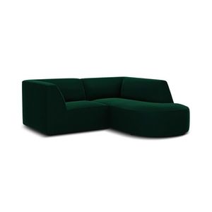 Coltar dreapta 3 locuri, Ruby, Micadoni Home, BL, forma rotunjita, 186x180x69 cm, catifea, verde bottle imagine