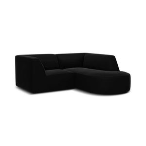 Coltar dreapta 3 locuri, Ruby, Micadoni Home, BL, forma rotunjita, 186x180x69 cm, catifea, negru imagine