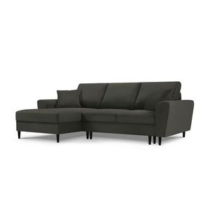 Coltar extensibil stanga 4 locuri, Moghan, Micadoni Home, BL, 241x145x88 cm, velur, negru imagine