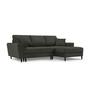 Coltar extensibil dreapta 4 locuri, Moghan, Micadoni Home, BL, 241x145x88 cm, velur, negru imagine