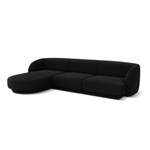 Coltar stanga 4 locuri, Miley, Micadoni Home, BL, 259x155x74 cm, catifea, negru imagine