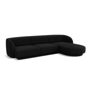 Coltar dreapta 4 locuri, Miley, Micadoni Home, BL, 259x155x74 cm, catifea, negru imagine