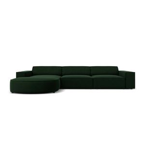 Coltar stanga 4 locuri, Jodie, Micadoni Home, BL, forma rotunjita, 284x166x70 cm, catifea, verde bottle imagine