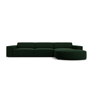 Coltar dreapta 4 locuri, Jodie, Micadoni Home, BL, forma rotunjita, 284x166x70 cm, catifea, verde bottle imagine