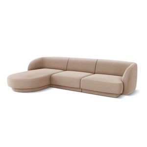 Coltar stanga 4 locuri, Miley, Micadoni Home, BL, 259x155x74 cm, catifea, cappuccino imagine