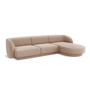 Coltar dreapta 4 locuri, Miley, Micadoni Home, BL, 259x155x74 cm, catifea, cappuccino imagine