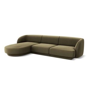 Coltar stanga 4 locuri, Miley, Micadoni Home, BL, 259x155x74 cm, catifea, verde imagine