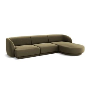 Coltar dreapta 4 locuri, Miley, Micadoni Home, BL, 259x155x74 cm, catifea, verde imagine