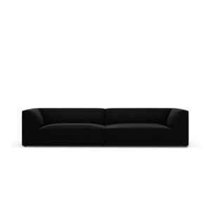 Canapea 4 locuri, Ruby, Micadoni Home, BL, 302x93x69 cm, catifea, negru imagine